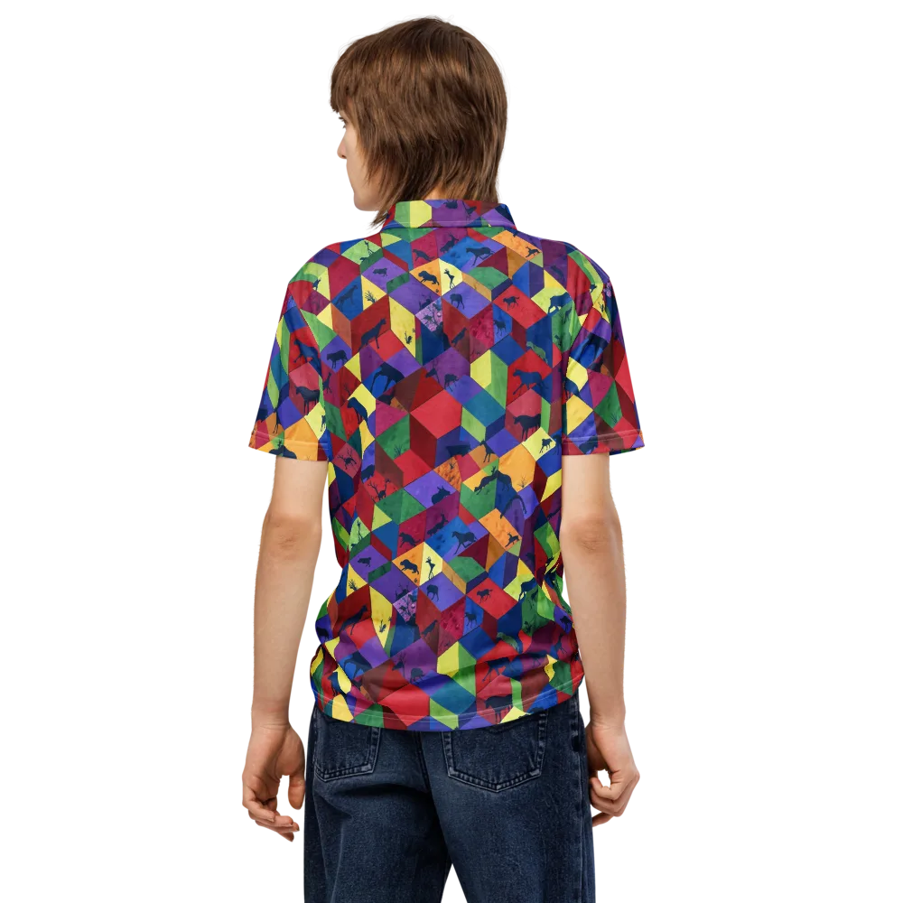 Prismatic Safari on Men's Slim Fit Polo Shirt — Back