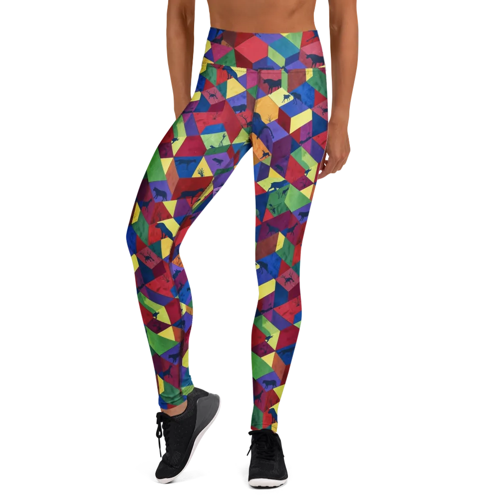 Prismatic Safari on Yoga Leggings — Front