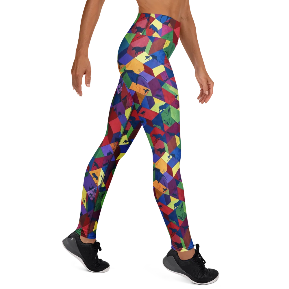 Prismatic Safari on Yoga Leggings — Right