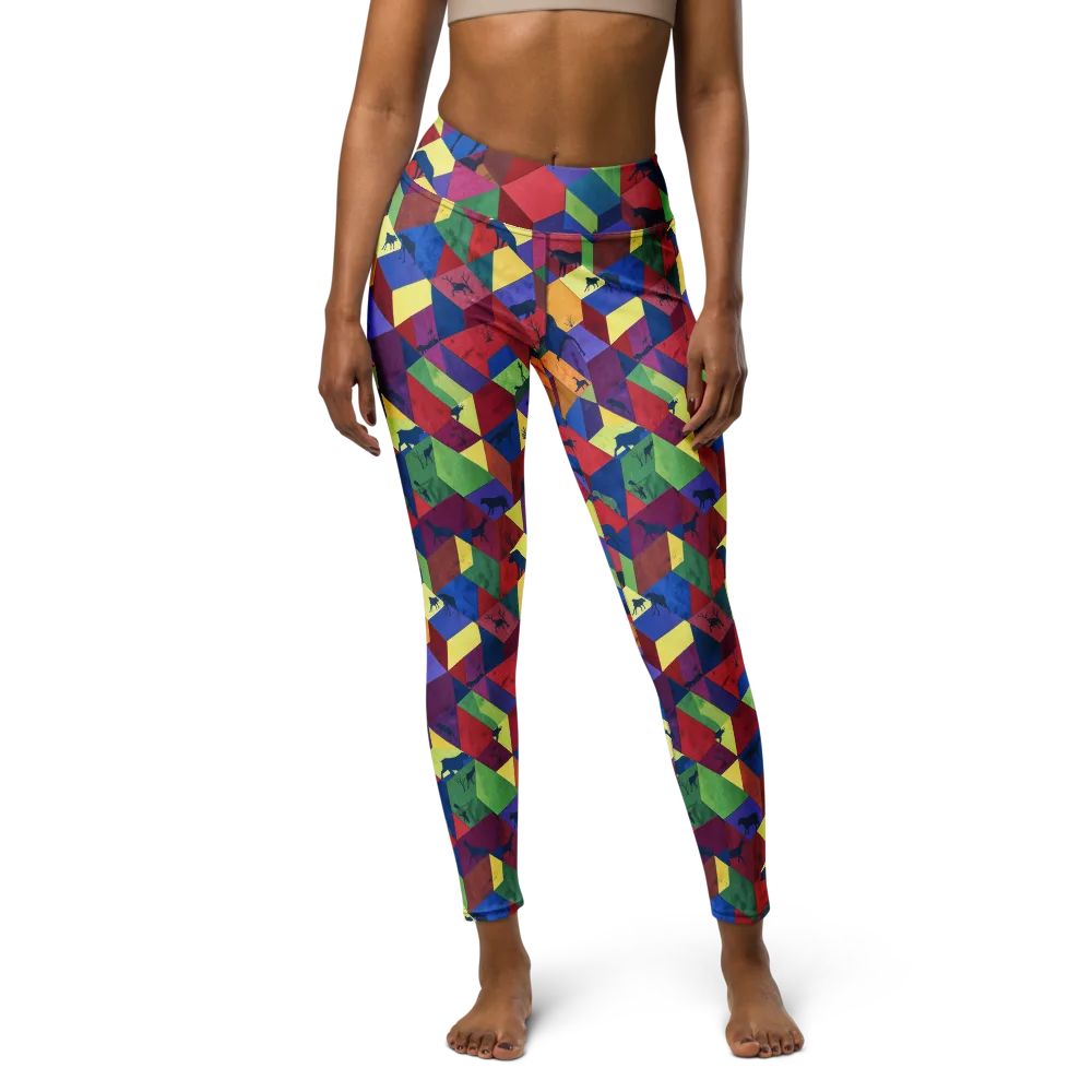 Prismatic Safari on Yoga Leggings — Front