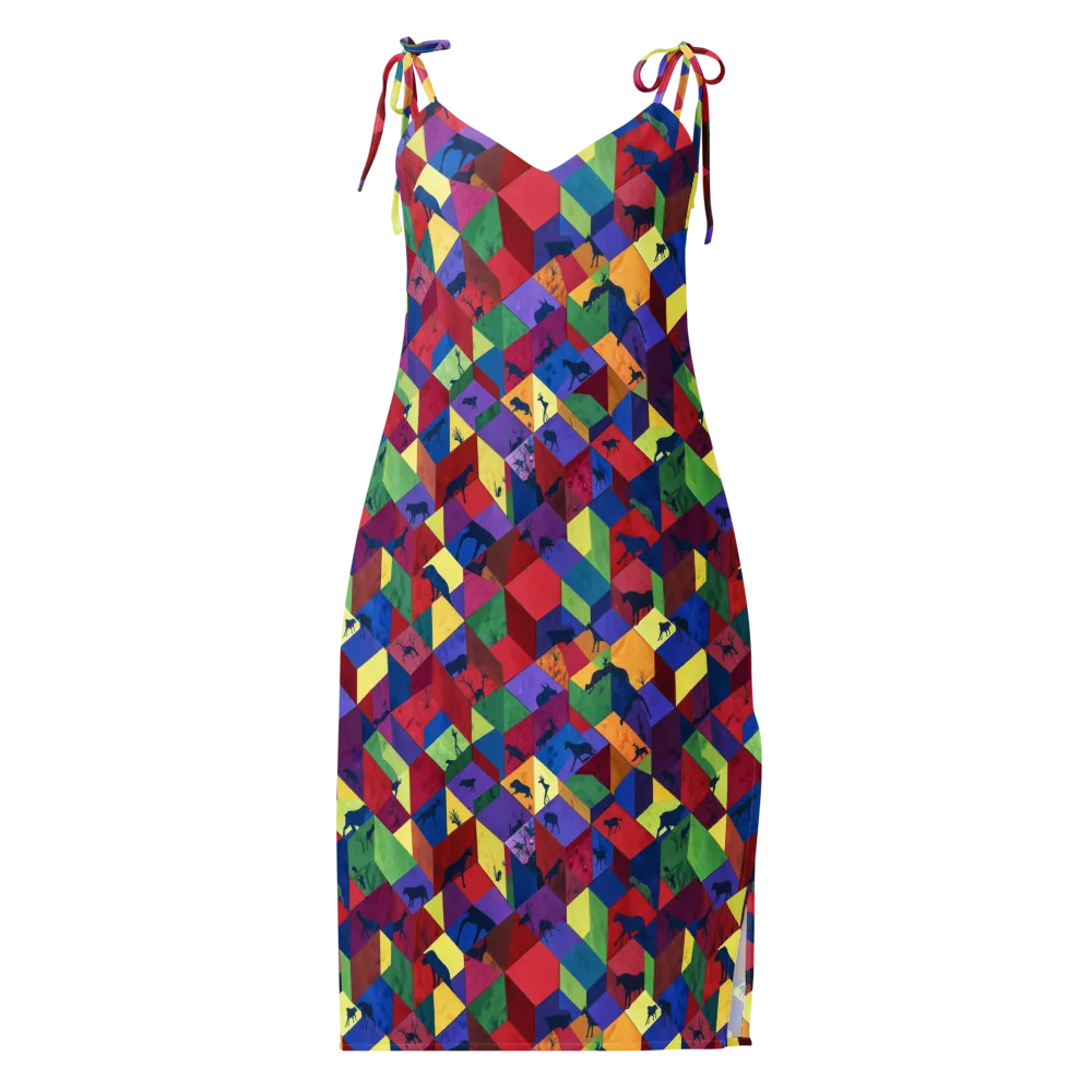 Prismatic Safari on Slip Dress — Front