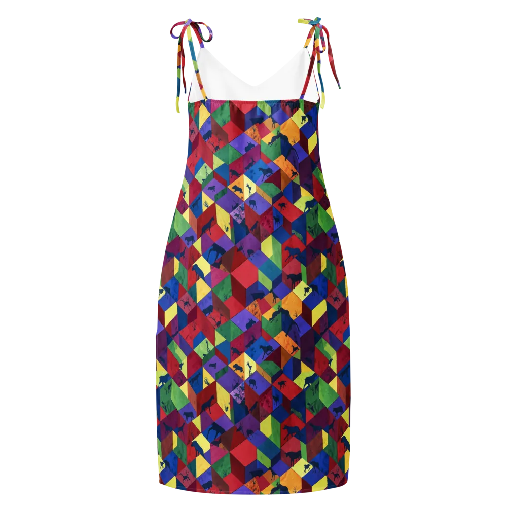 Prismatic Safari on Slip Dress — Back