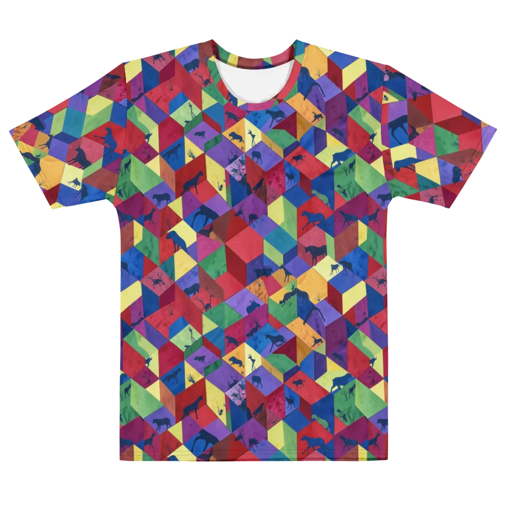 Prismatic Safari on Men's Cotton Crew Neck T-Shirt — Front