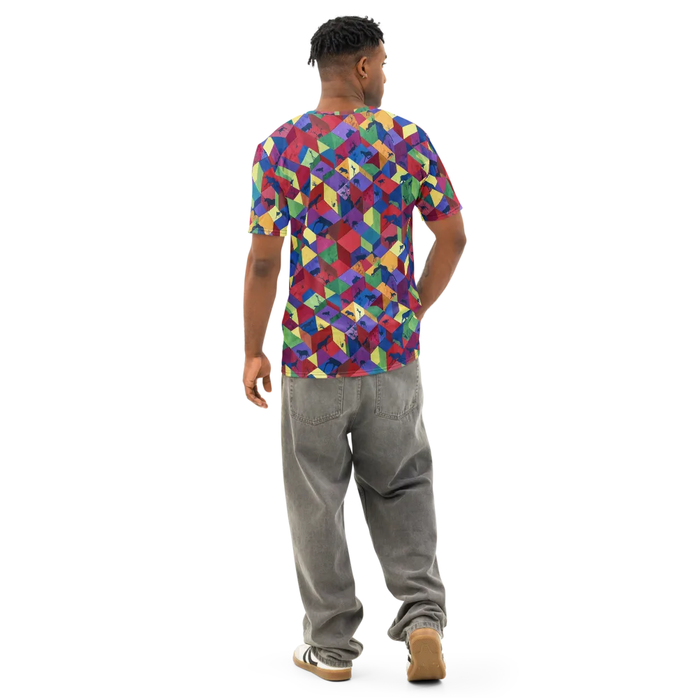 Prismatic Safari on Men's Cotton Crew Neck T-Shirt — Back