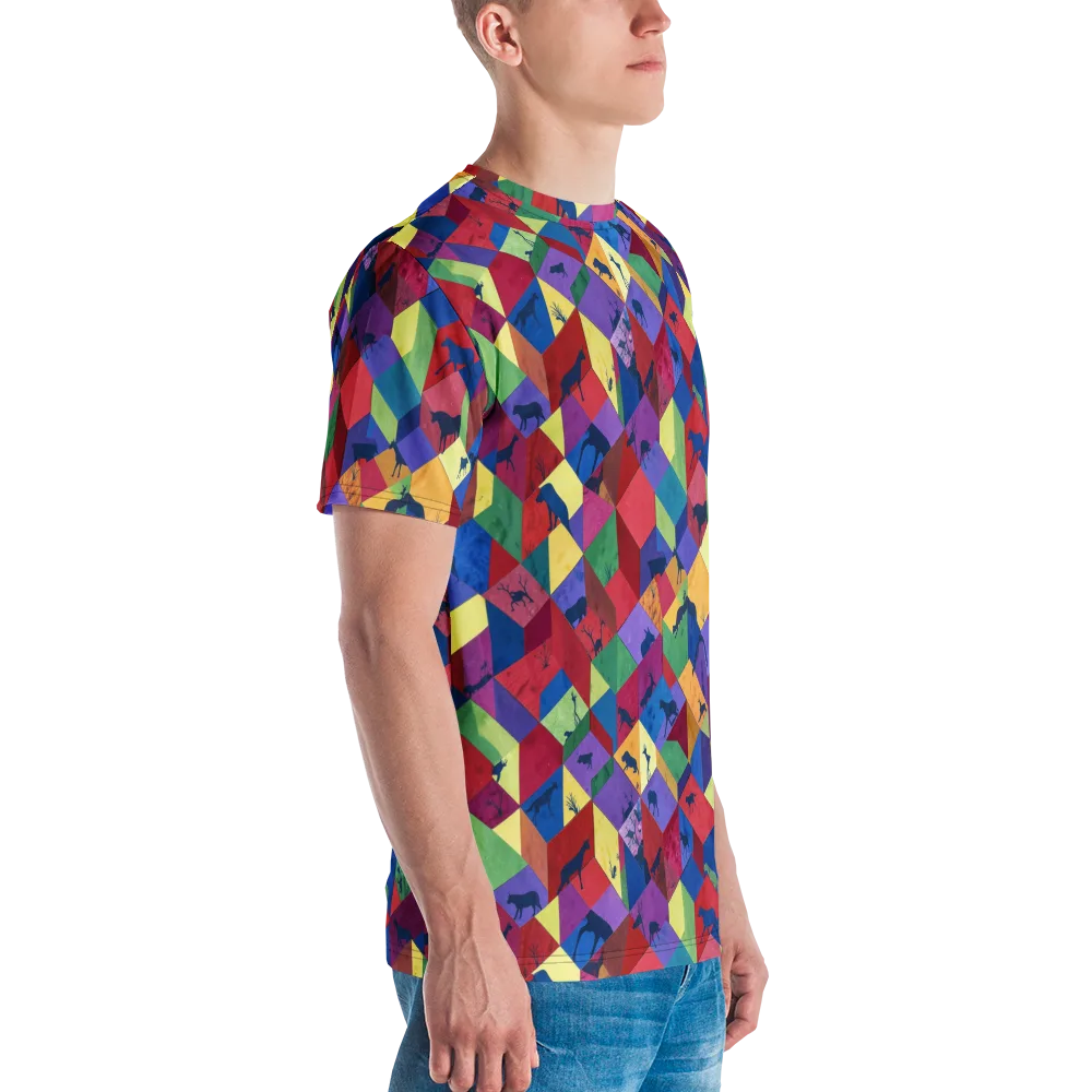 Prismatic Safari on Men's Crew Neck T-Shirt — Right