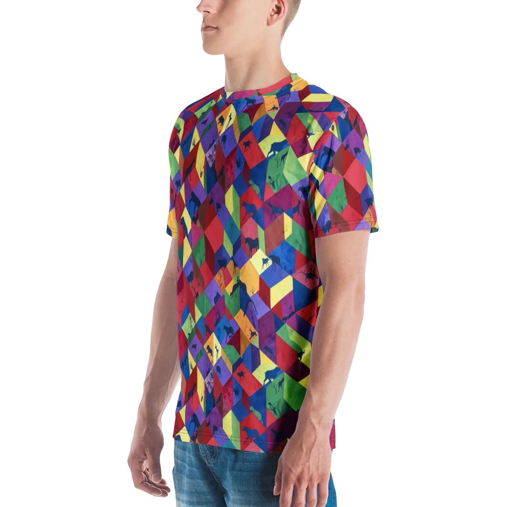 Prismatic Safari on Men's Crew Neck T-Shirt — Left