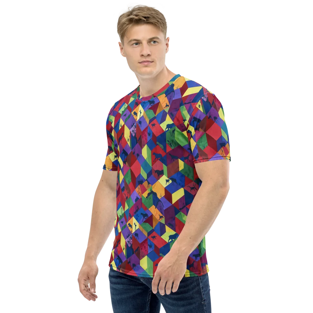 Prismatic Safari on Men's Crew Neck T-Shirt — Left