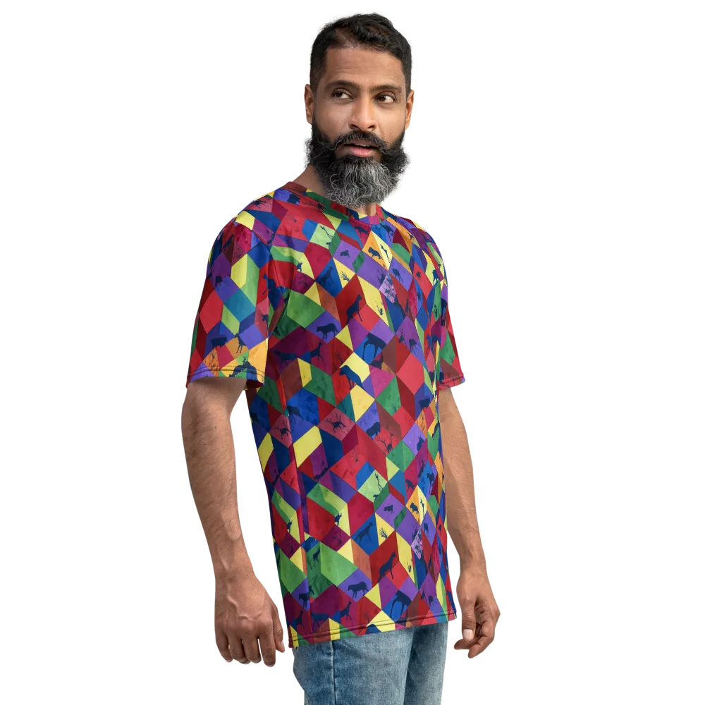 Prismatic Safari on Men's Crew Neck T-Shirt — Right