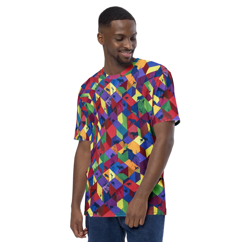 Prismatic Safari on Men's Crew Neck T-Shirt — Left