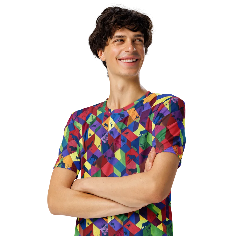 Prismatic Safari on Men's Crew Neck T-Shirt — Left Front