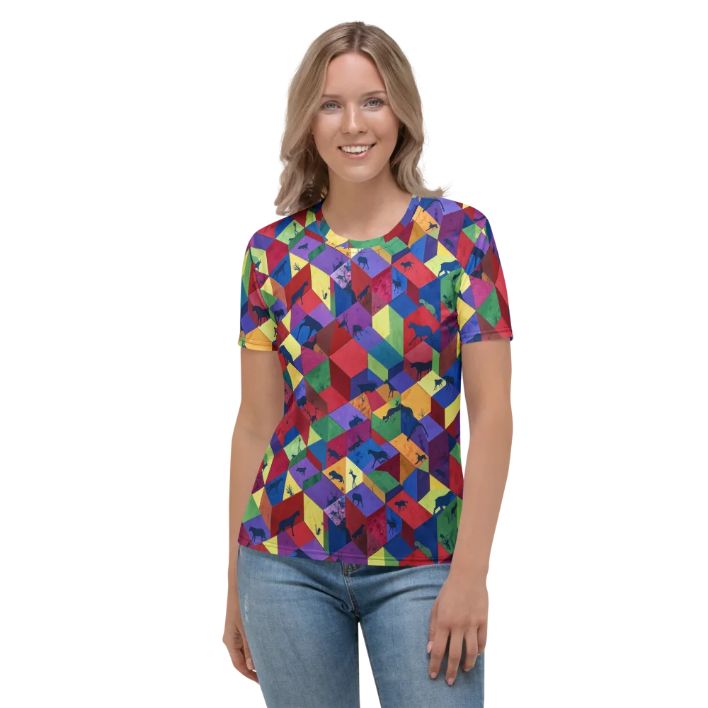 Prismatic Safari on Women's Crew Neck T-Shirt — Front