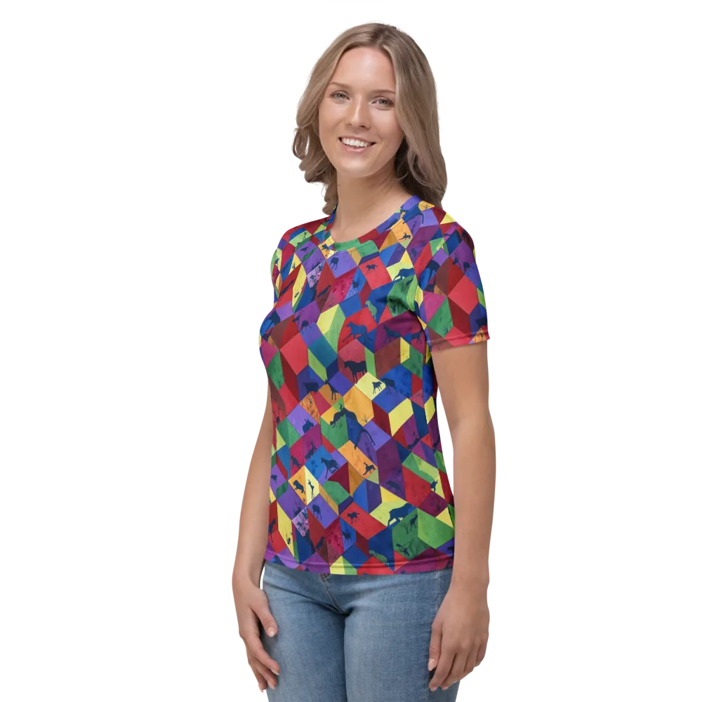 Prismatic Safari on Women's Crew Neck T-Shirt — Left