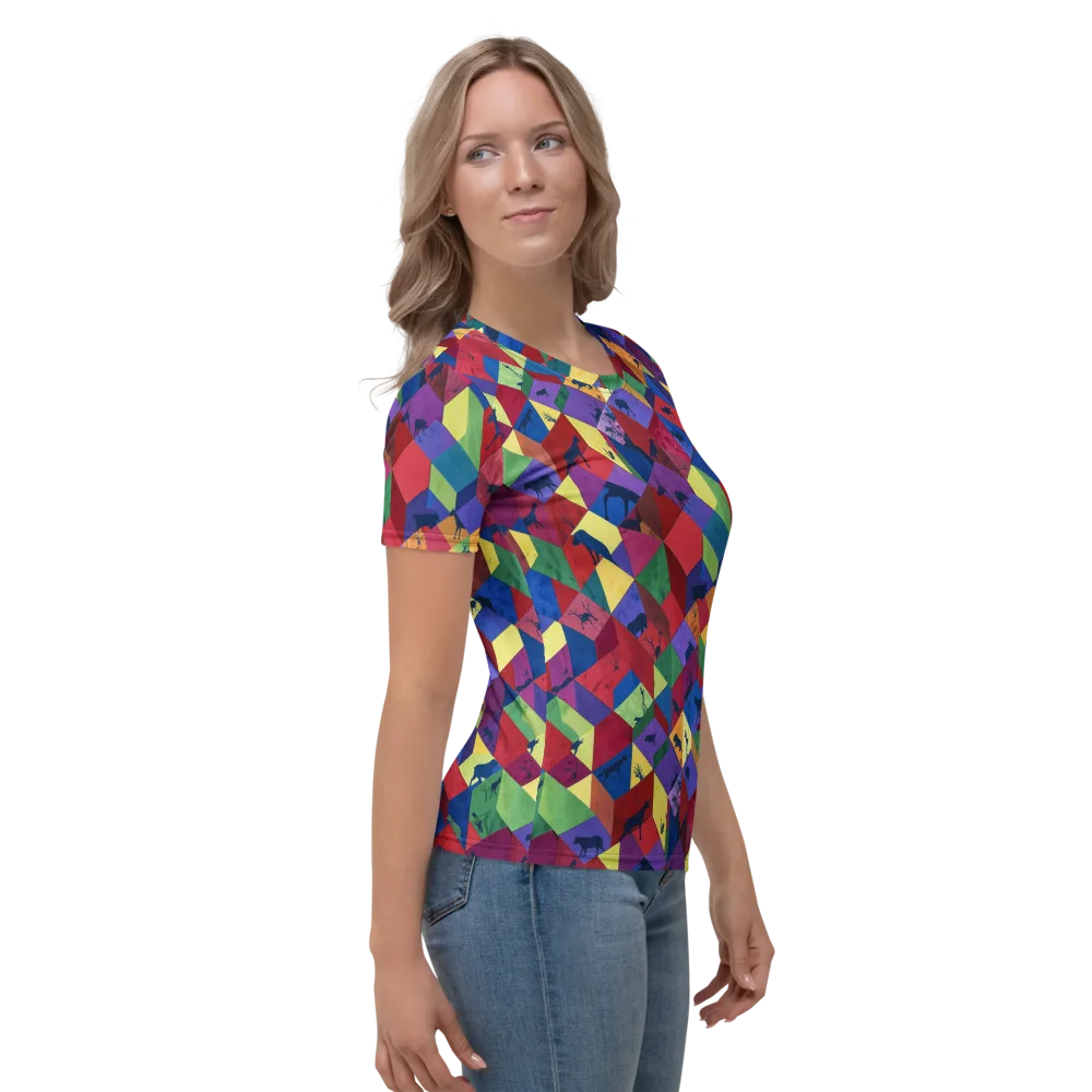 Prismatic Safari on Women's Crew Neck T-Shirt — Right