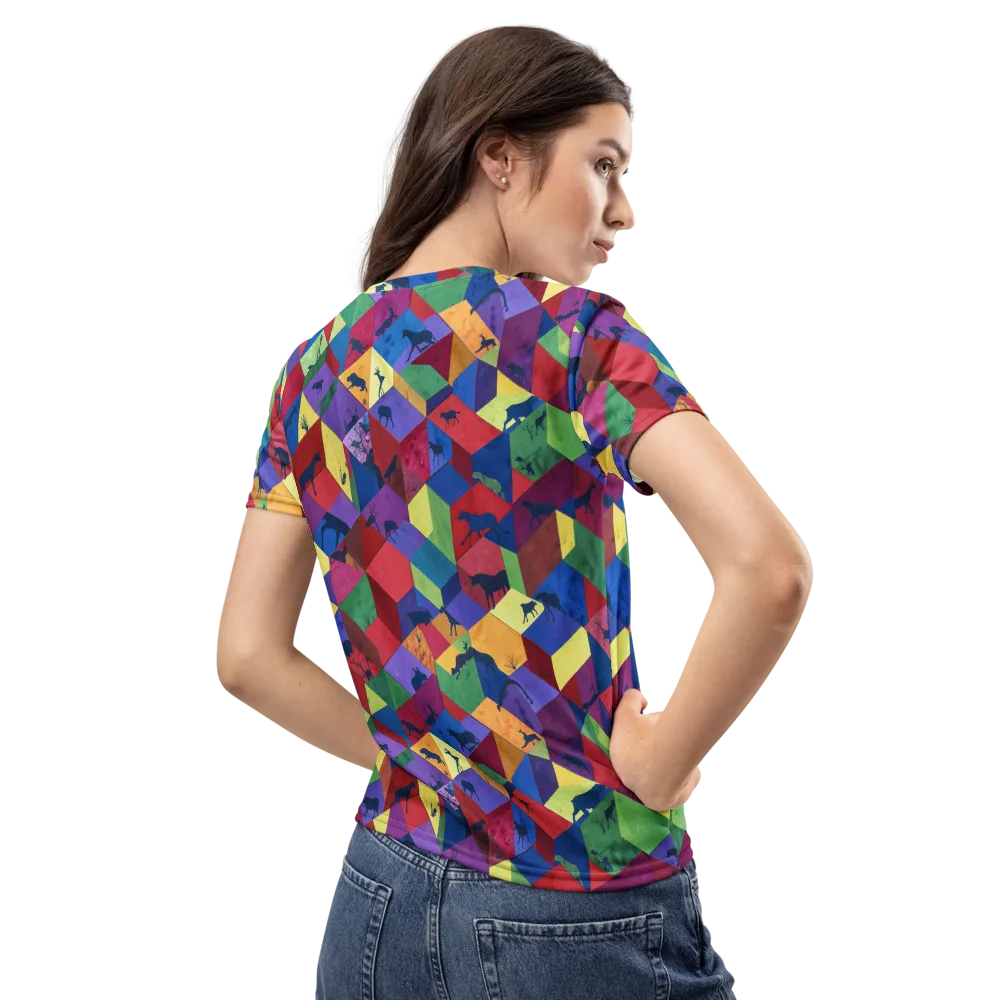 Prismatic Safari on Women's Crew Neck T-Shirt — Back