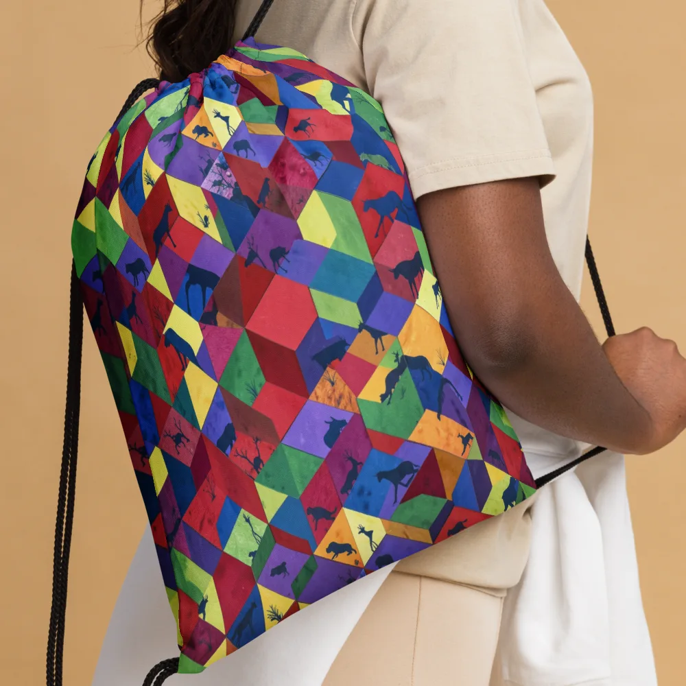 Prismatic Safari on Drawstring Bag — Front