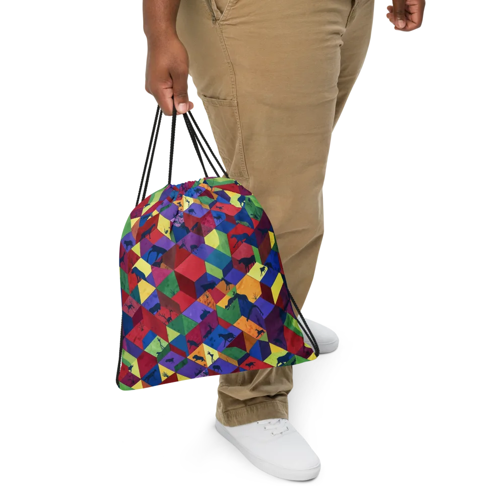 Prismatic Safari on Drawstring Bag — Front