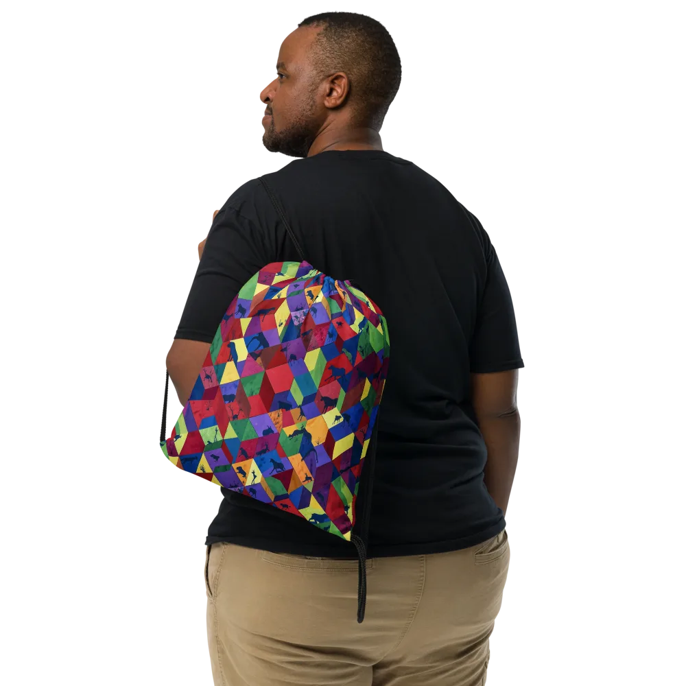 Prismatic Safari on Drawstring Bag — Front