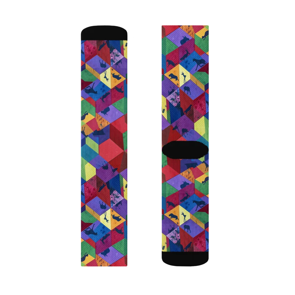 Prismatic Safari on Socks — Left Sock