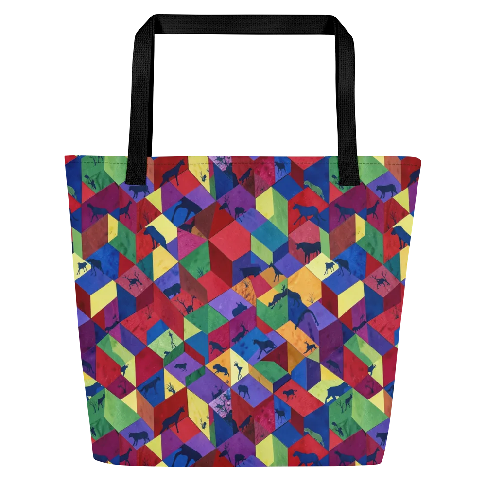 Prismatic Safari on Large Tote Bag W/ Pocket — Front