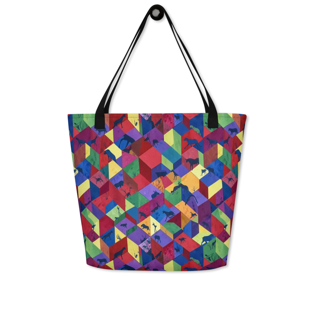Prismatic Safari on Large Tote Bag W/ Pocket — Front
