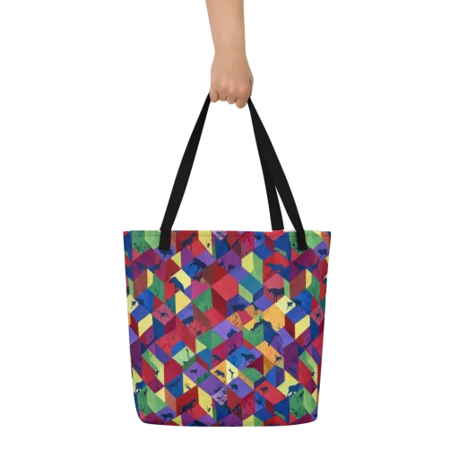 Prismatic Safari on a Large Tote Bag W/ Pocket