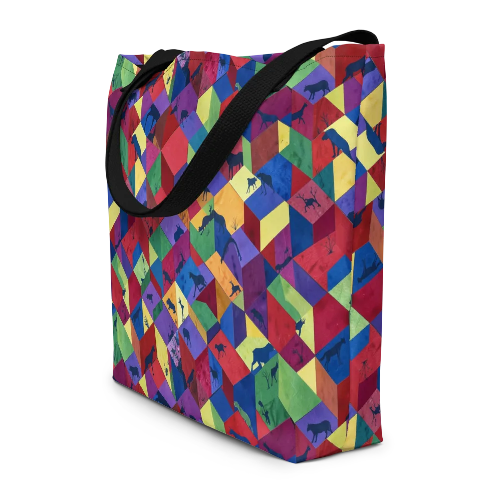 Prismatic Safari on Large Tote Bag W/ Pocket — Front