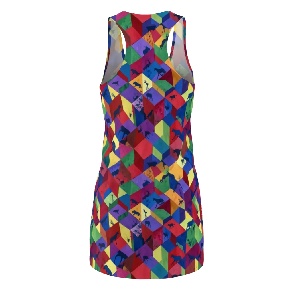 Prismatic Safari on Racerback Dress — Back