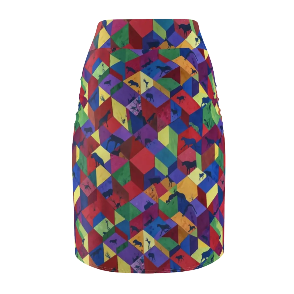 Prismatic Safari on Pencil Skirt — Back
