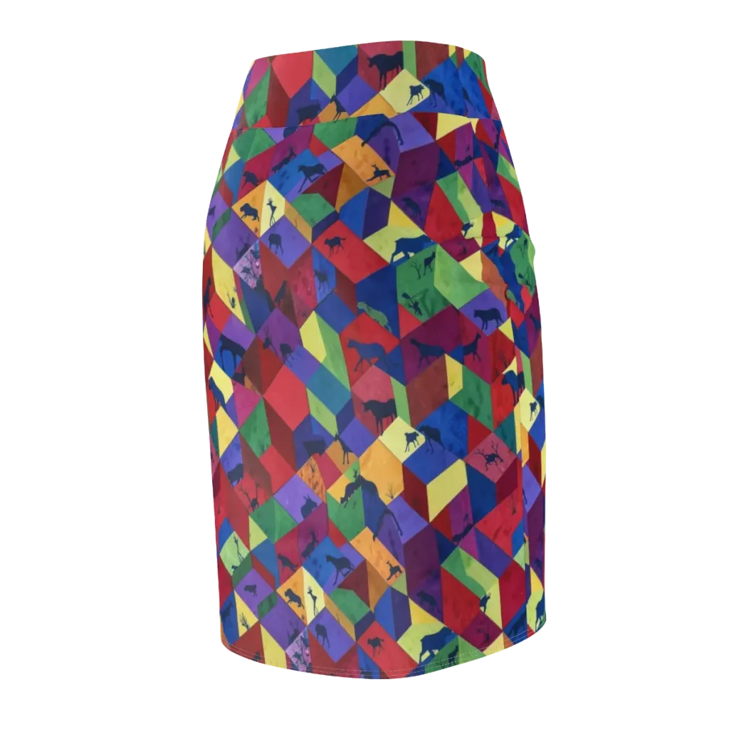 Prismatic Safari on Pencil Skirt — Back Side