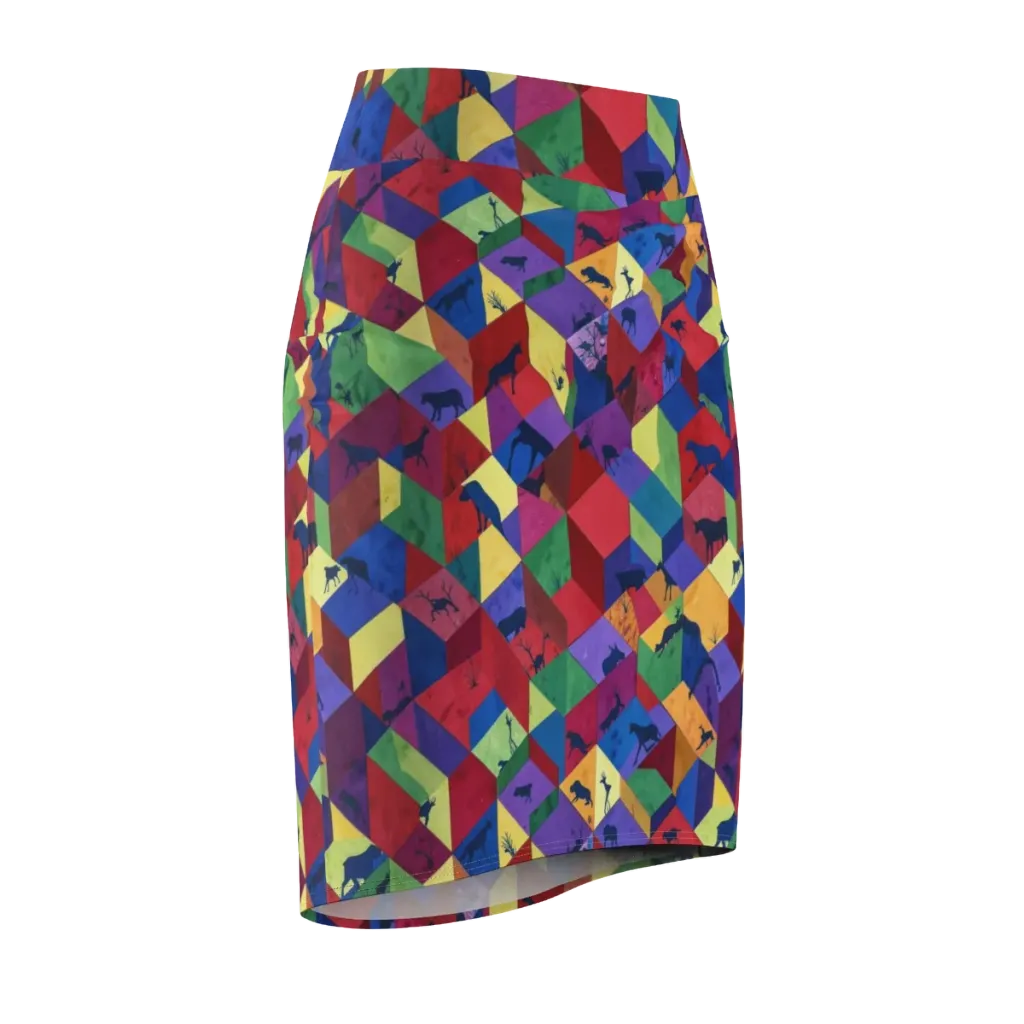 Prismatic Safari on Pencil Skirt — Front Side