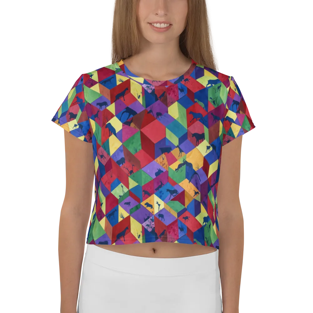 Prismatic Safari on Crop Tee — Front