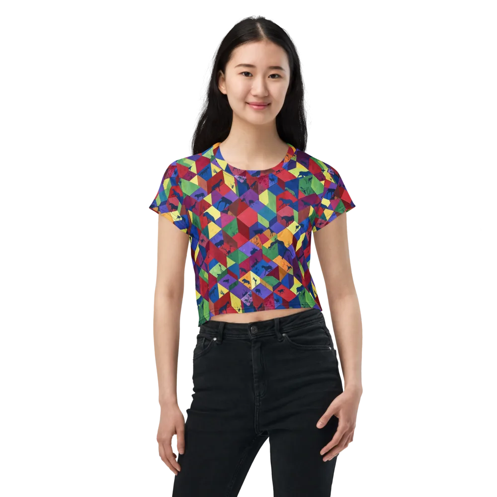Prismatic Safari on Crop Tee — Front