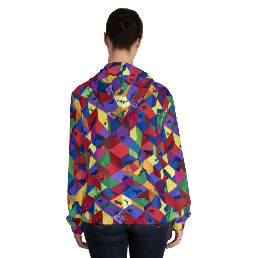 Prismatic Safari on Women's Full-Zip Hoodie — Back On Person