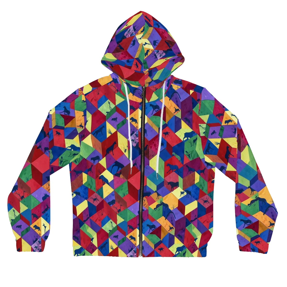 Prismatic Safari on Women's Full-Zip Hoodie — Front