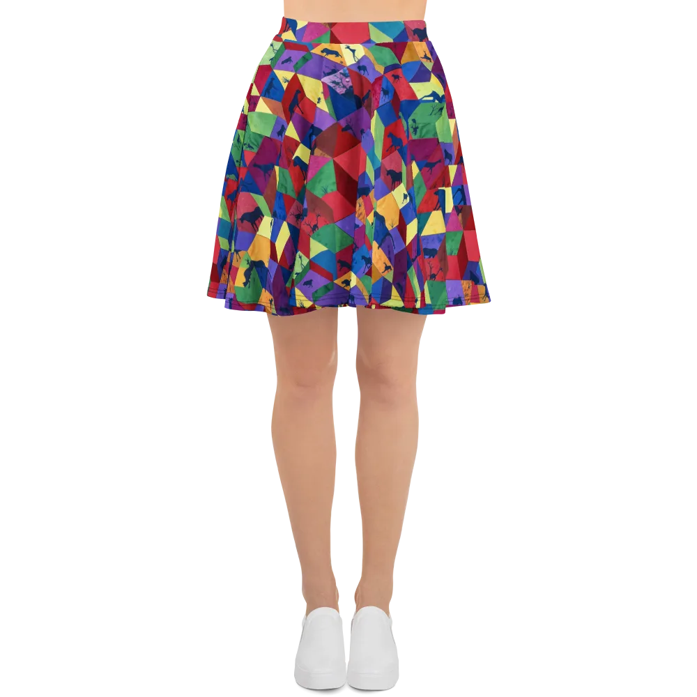 Prismatic Safari on Skater Skirt — Front