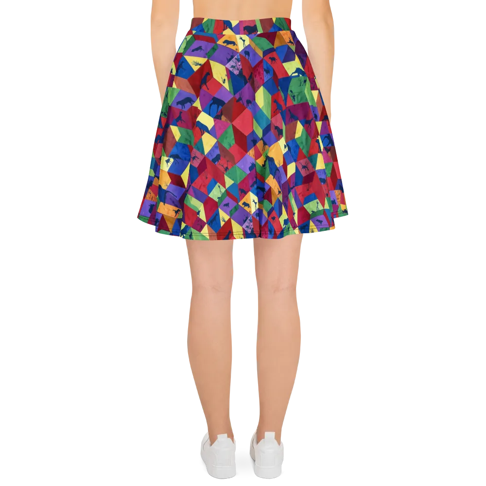 Prismatic Safari on Skater Skirt — Back