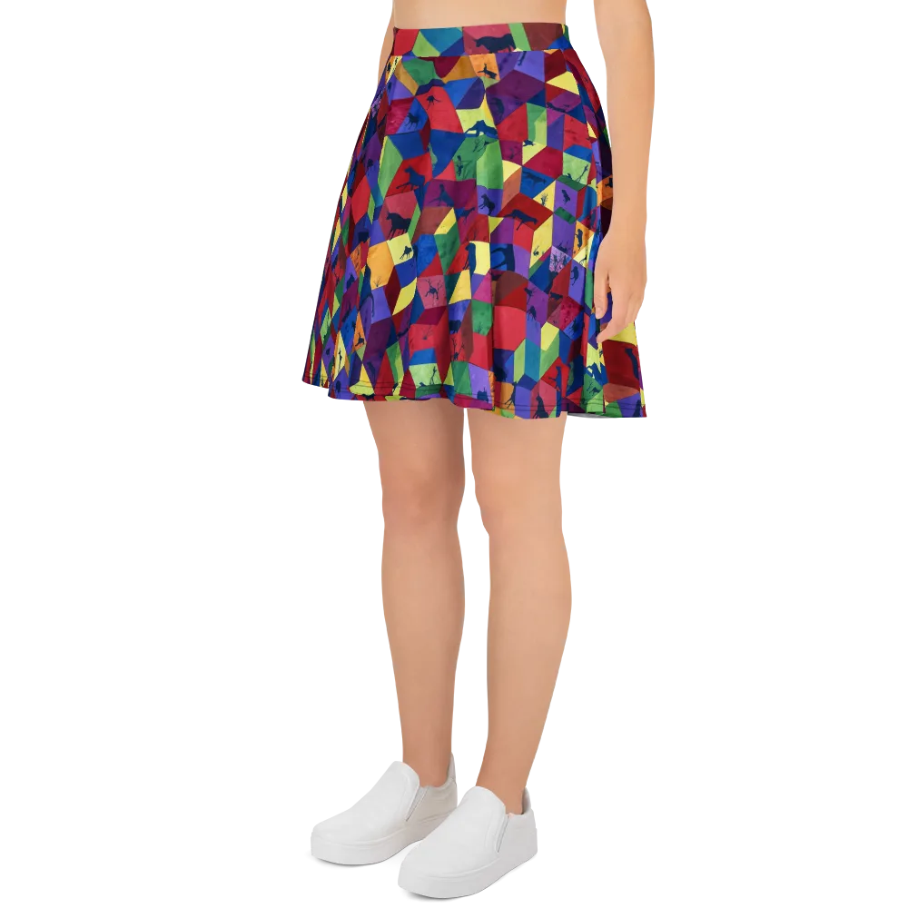 Prismatic Safari on Skater Skirt — Left