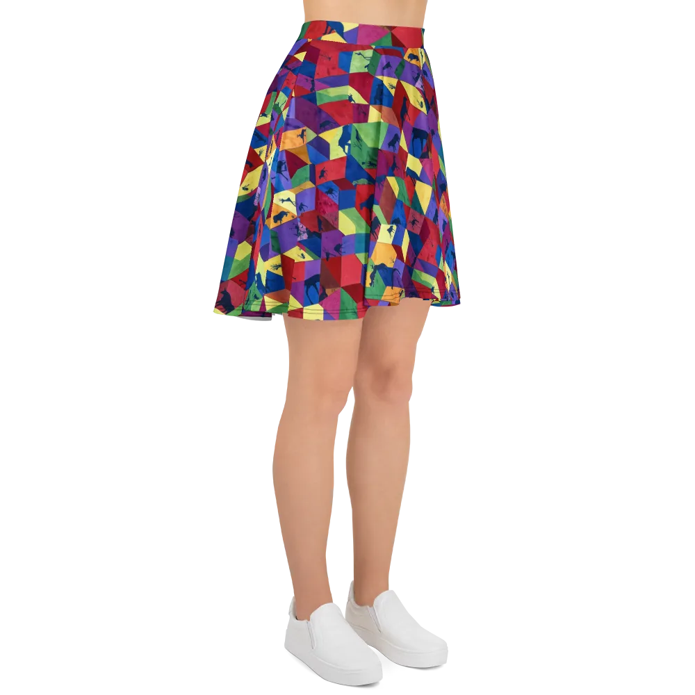 Prismatic Safari on Skater Skirt — Right