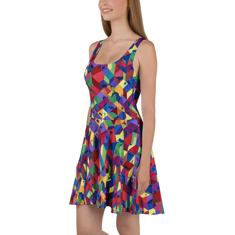 Prismatic Safari on Skater Dress — Left