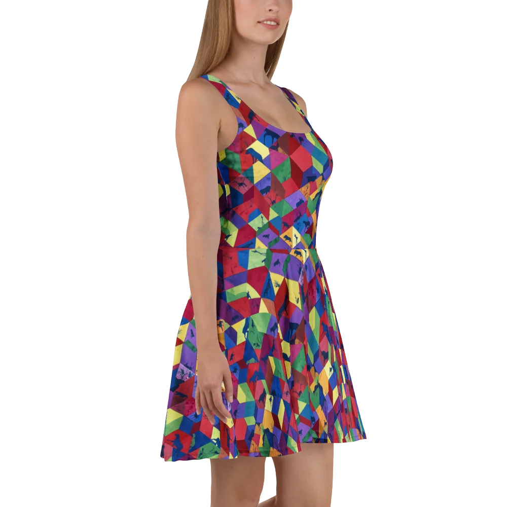 Prismatic Safari on Skater Dress — Right
