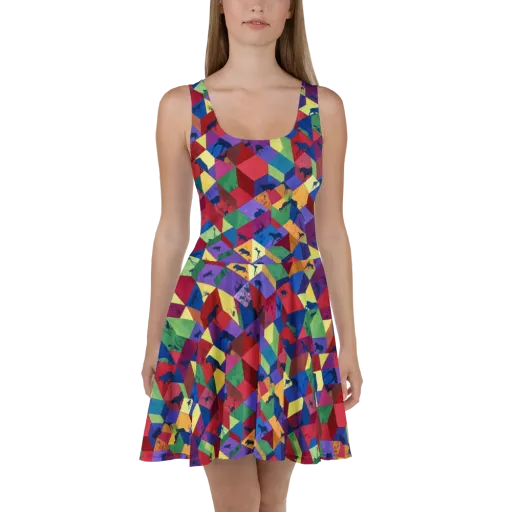 Prismatic Safari on a Skater Dress