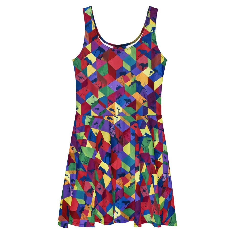 Prismatic Safari on Skater Dress — Front