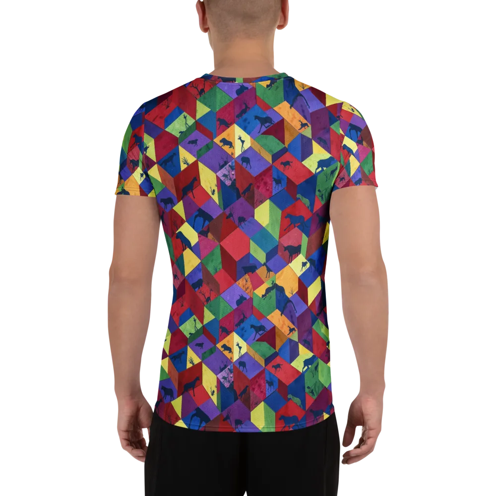 Prismatic Safari on Men's Athletic T-Shirt — Back