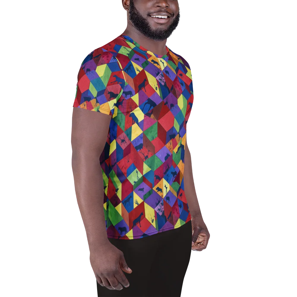 Prismatic Safari on Men's Athletic T-Shirt — Right