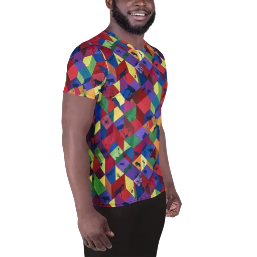 Prismatic Safari on a Men's Athletic T-Shirt