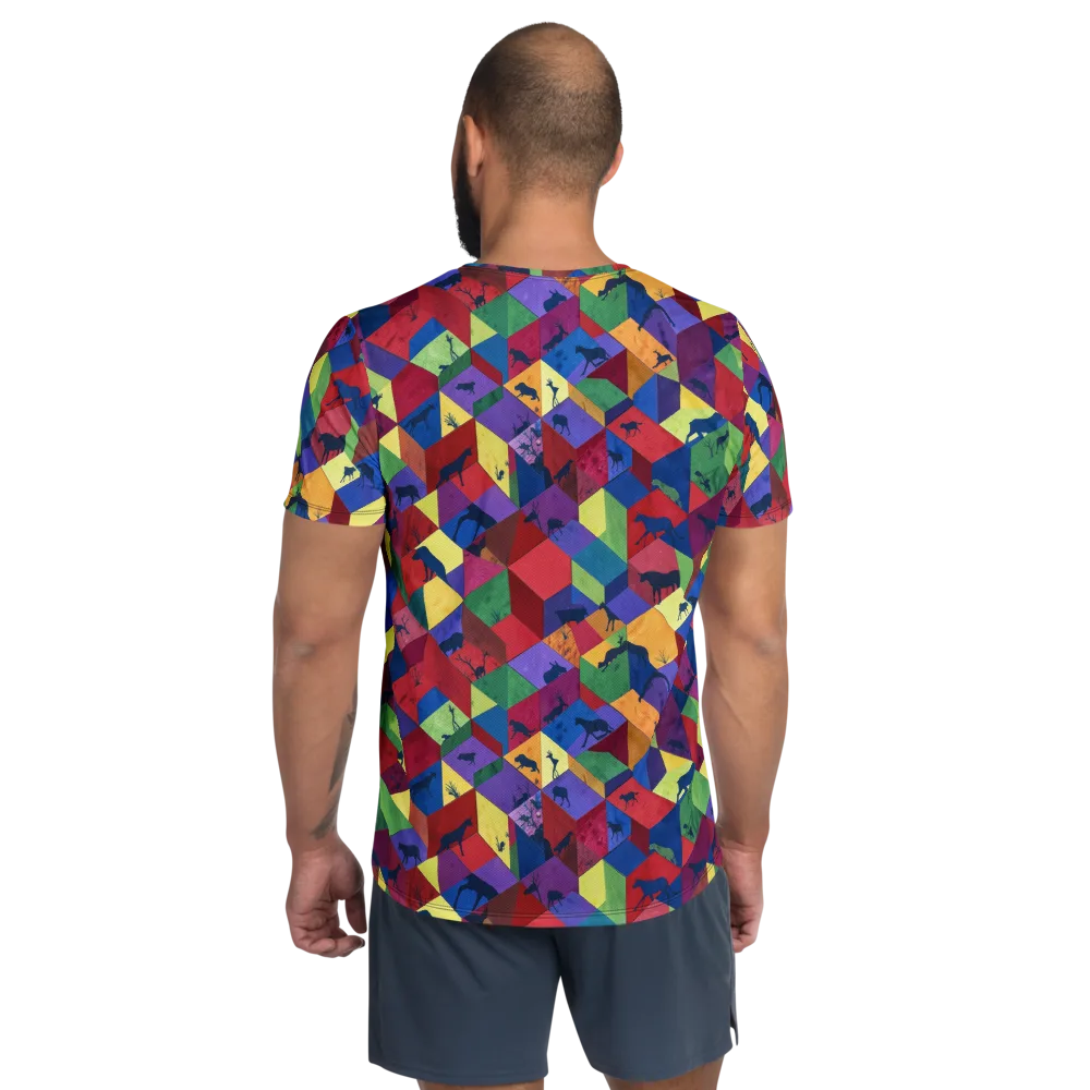 Prismatic Safari on Men's Athletic T-Shirt — Back