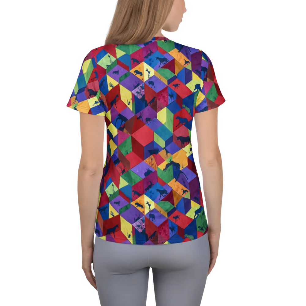 Prismatic Safari on Women's Athletic T-Shirt — Back