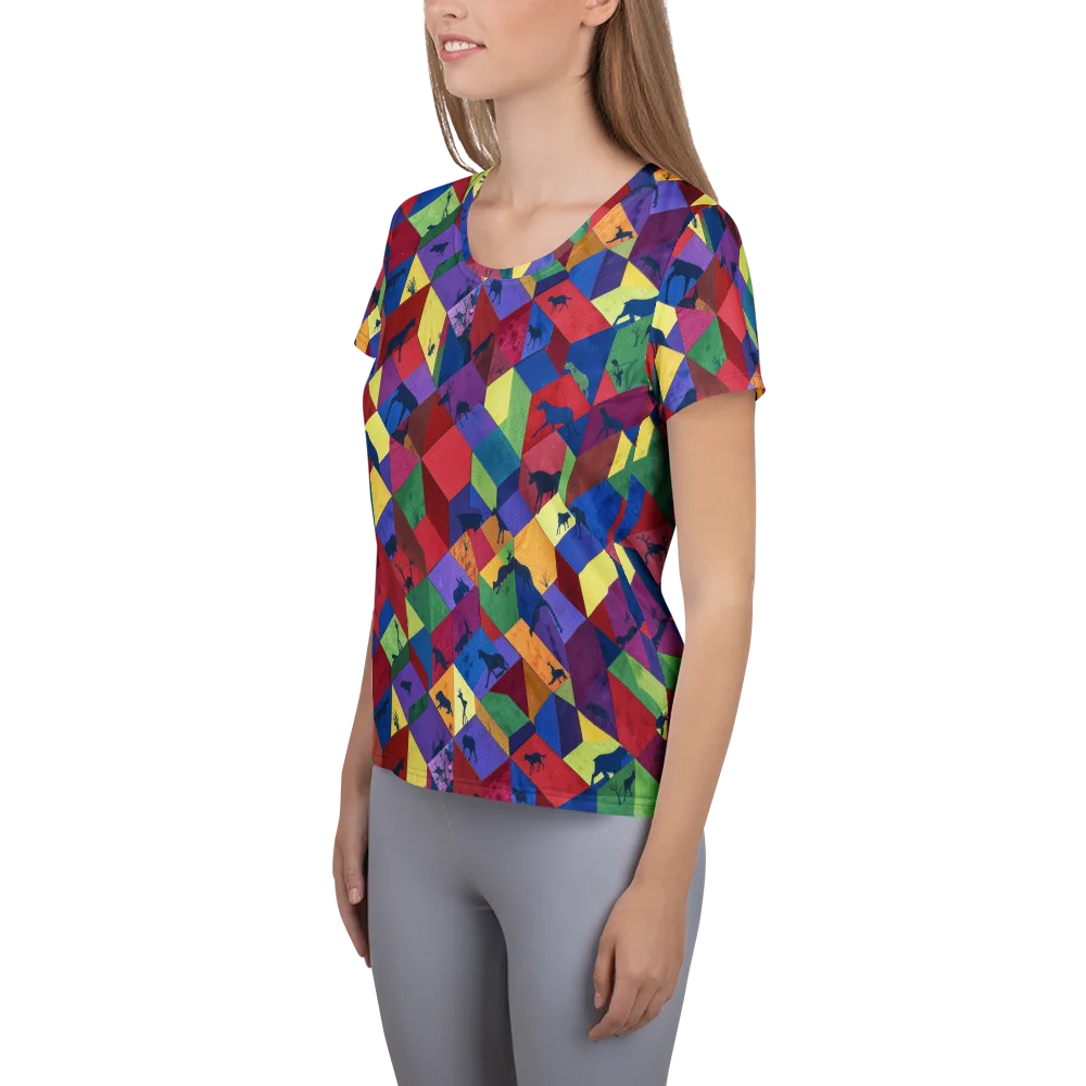 Prismatic Safari on Women's Athletic T-Shirt — Left