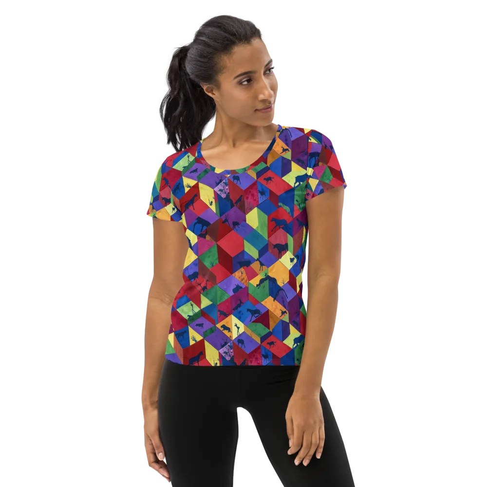 Prismatic Safari on Women's Athletic T-Shirt — Front