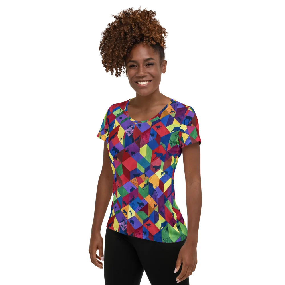 Prismatic Safari on Women's Athletic T-Shirt — Left